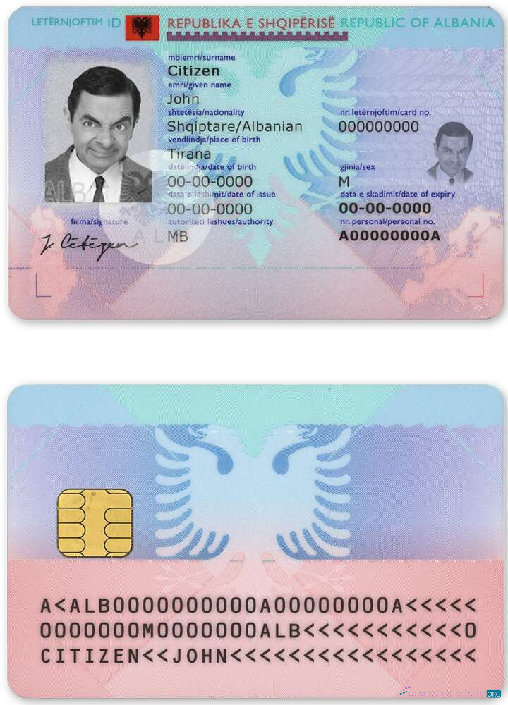 Download Albania ID Photoshop template